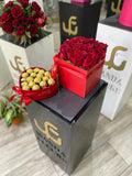 boite de roses avec boite de 16 chocolat Ferrero
